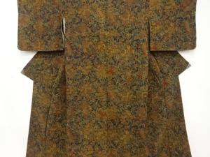 縮緬地　花鳥更紗模様　小紋着物